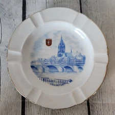 Vintage Winterling Frankfurt City Germany Porcelain Ashtray Blue  