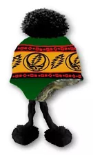 New Warm Rasta Grateful Dead Steal Your Face Knit Adult Laplander Hat Winter NWT