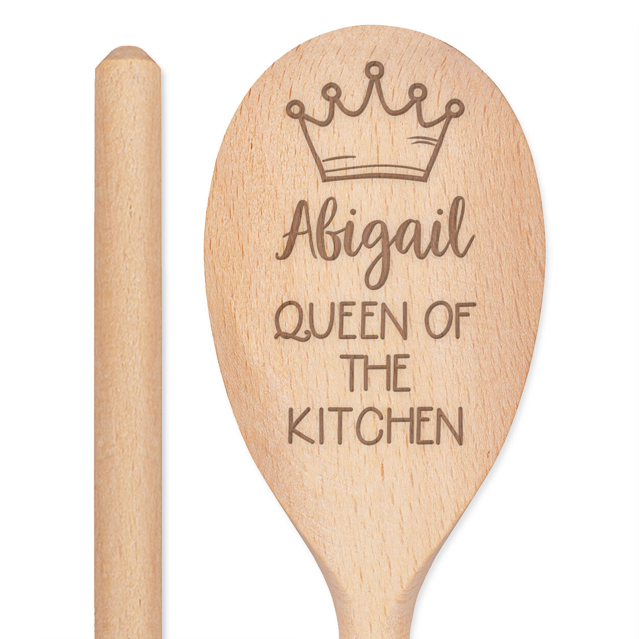 Personalised Custom Engraved Wooden Spoon Queen Of The Kitchen Any Name Baking