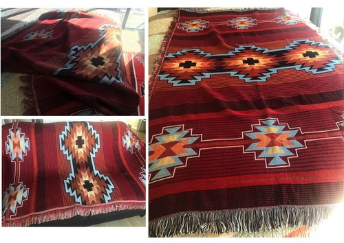 Large Indian Tribal Navajo Decorative Blanket Aztec Camping Picnic Beach Rug - Bild 26 von 36