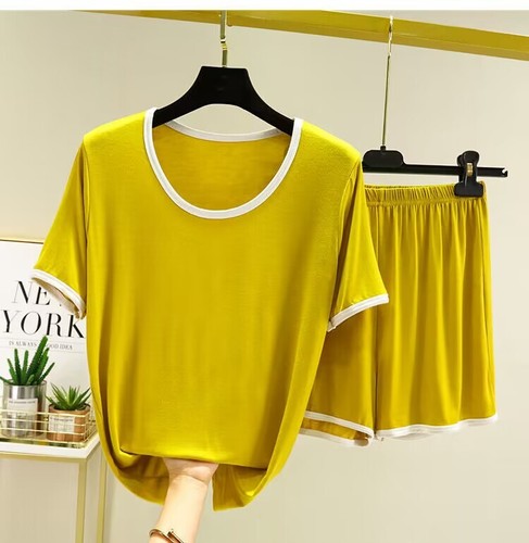 Conjunto de pijama corto de algodón modal para damas Camiseta para dormir Informal Prendas para dormir - Imagen 20 de 34