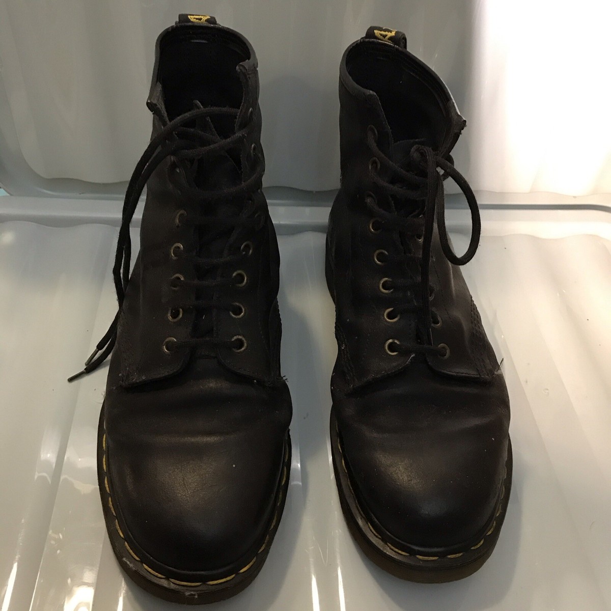 DR MARTENS AIRWEAR BLACK NUBUCK LEATHER MENS ANKLE BOOTS SIZE