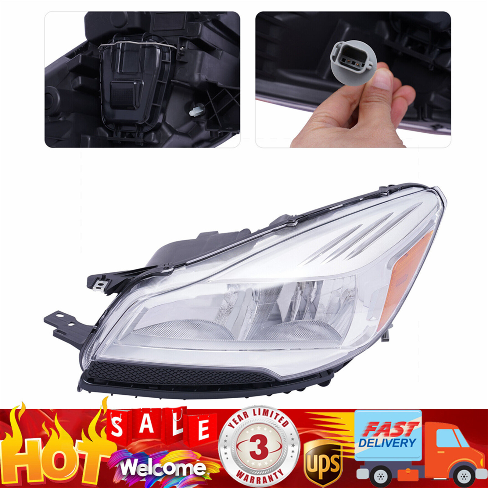 Left Driver Side For 2013-2016 Ford Escape Factory Halogen Headlight Headlamp