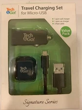 Tech & Go Car and Wall Charging Set for Micro-USB, Black