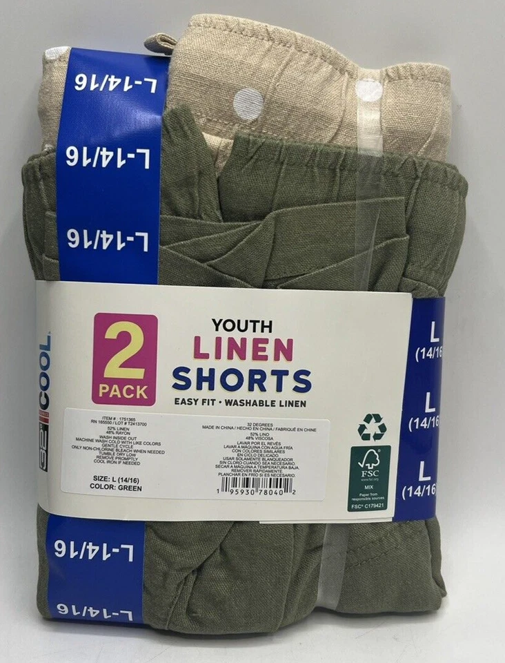 Paquete de 2 pantalones cortos de lino verde y tostado a lunares talla L (14/16) 32 grados geniales para niñas Foto 3 de 4