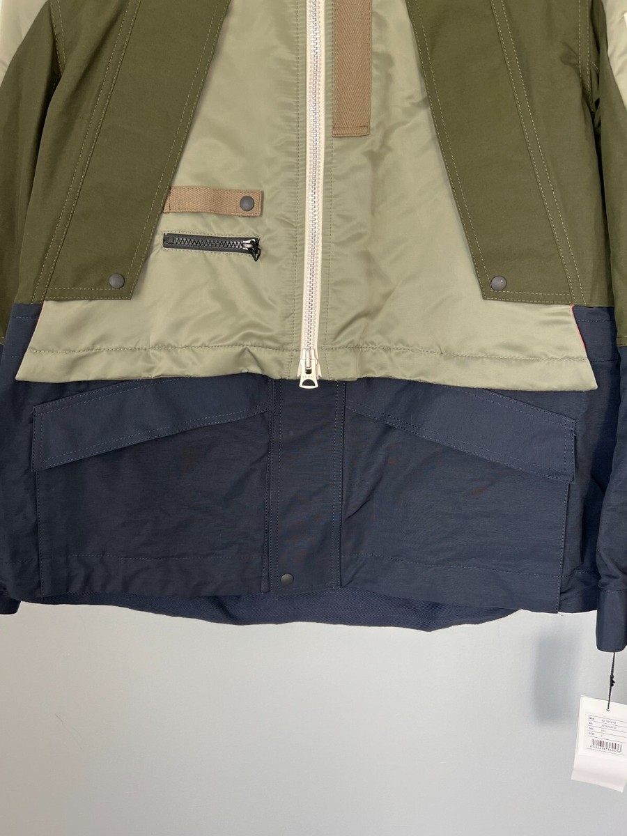 Sacai Nylon Twill Mix Blouson - Size 3 - Green Navy - NEW Sacai Nylon Twill Mix Blouson - Size 3 - Green Navy - NEW