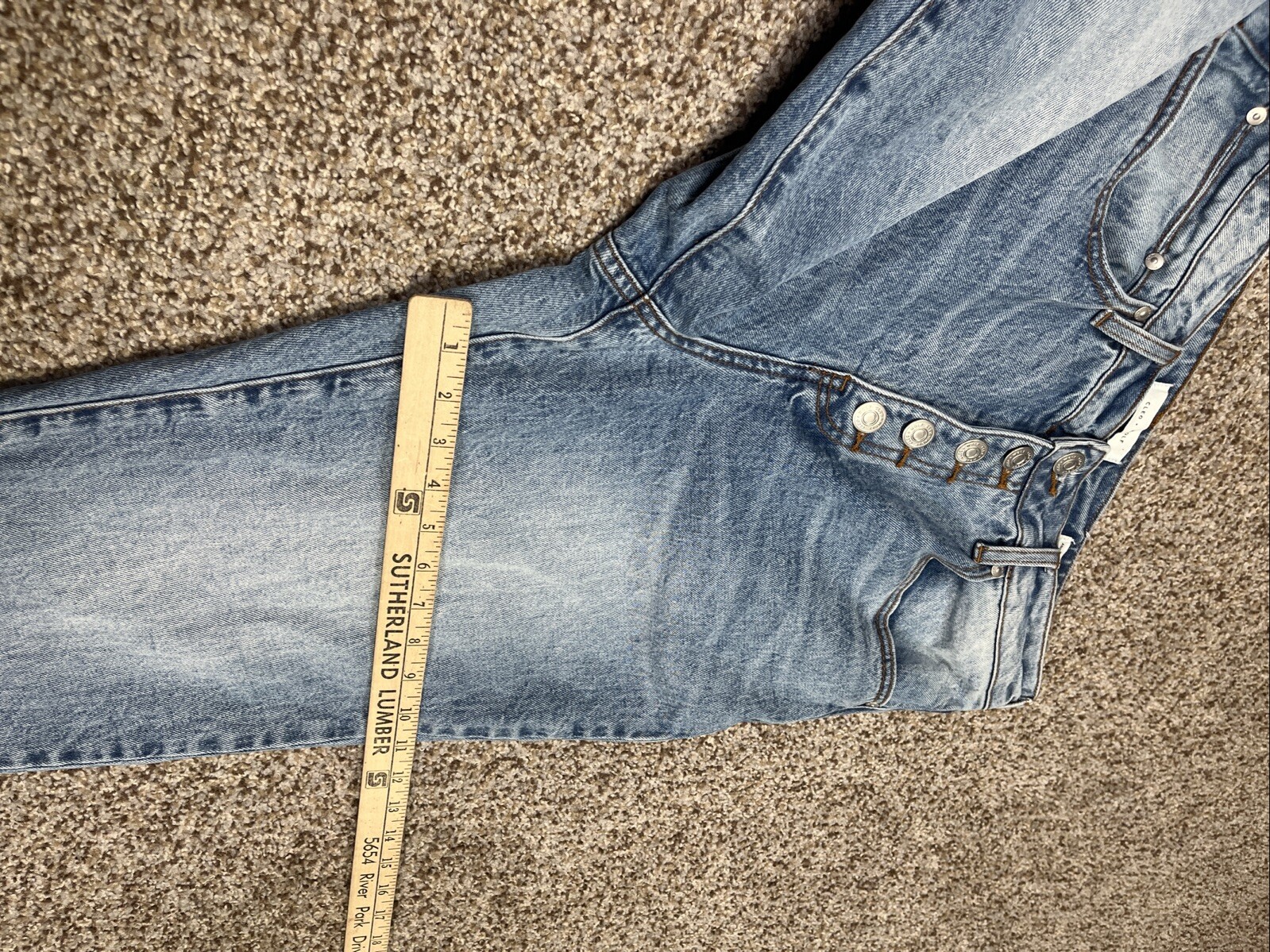 Cleo + Wolf Women's Straight Ankle Button Fly Blue Denim Jeans Size 31 (30x26) - View 11