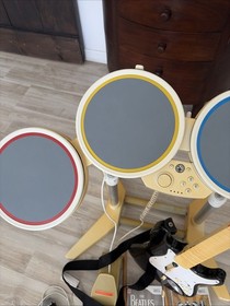 Nintendo Wii Rock Band Bundle ! Drums, Guitar, Pedal, Games! Dongle Free Ship!