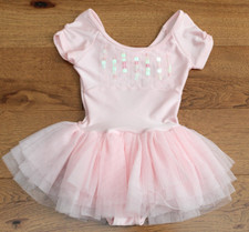 Bloch PINK LEOTARD with TUTU Girls 2 3 4 Sequin Heart Cut Out Toddler Dance EUC