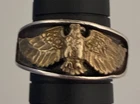 Vtg Sterling Silver w/ Gold Tone Eagle Ring  Size 9