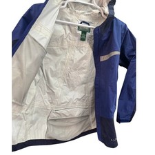 LL Bean Boys XL 18 Blue Colorblock Hooded Rain Jacket Reflective Windbreaker
