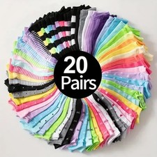 20 Pairs Heart Print Ankle Socks Candy Colored Women  s Valentine  s Day Hosiery