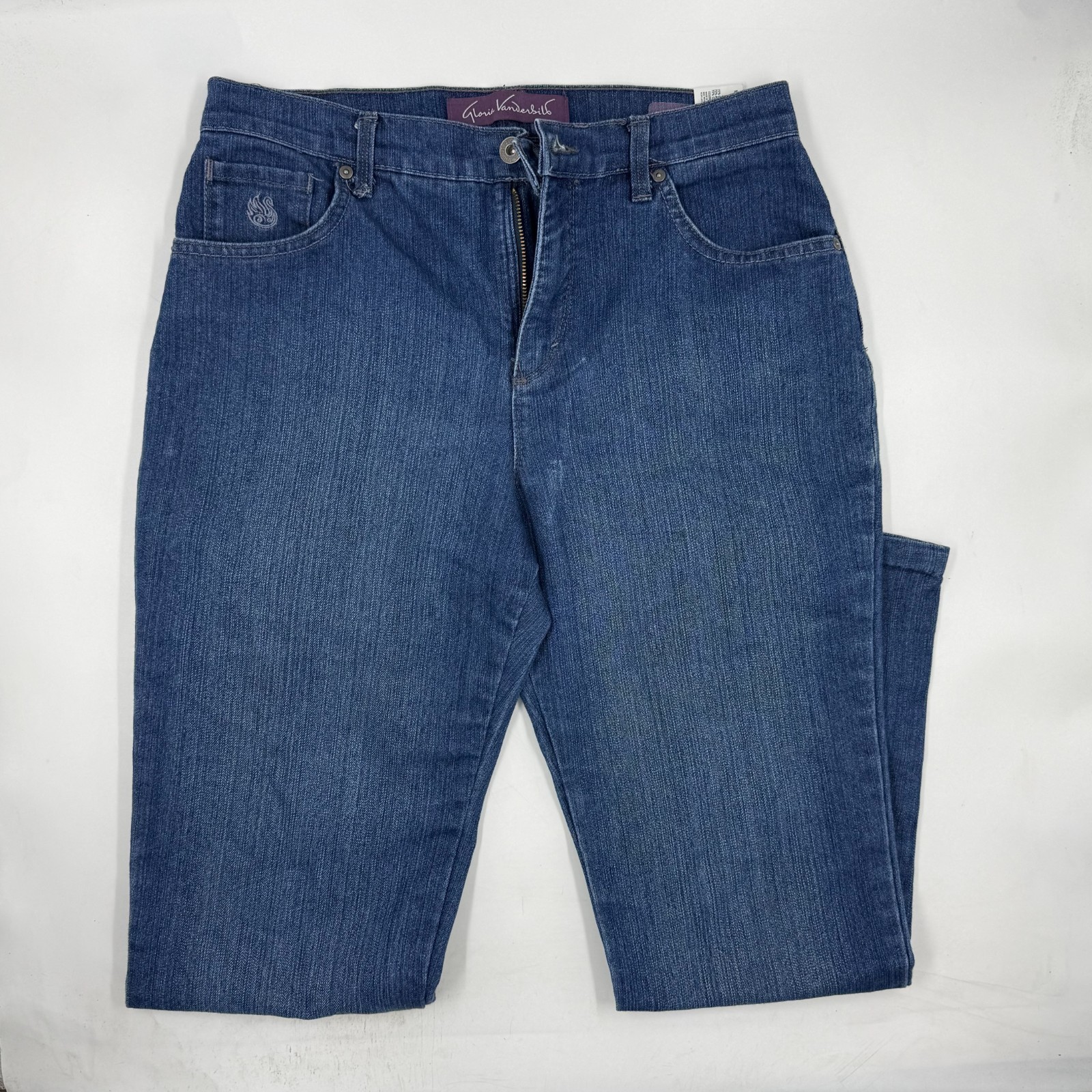 Size 8 Blue Denim Embellished Straight Leg