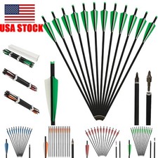 20" Carbon Crossbow Bolts Arrows OD8.8mm 4" Vanes Archery Crossbow Hunting 12PCS
