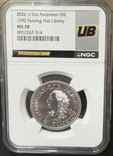 2026 Ascension S5C 1792 Flowing Hair Liberty NGC MS70 Ultrabreaks on The Hot Collector