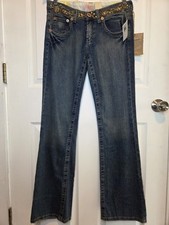 VTG Z Cavaricci 7 Flare Jeans Embellished Rhinestone Low Rise NWT Y2k Baddie