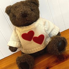 Gund Teddy Bear Plush 1982 Brown 12" Excellent Hearts Sweater Vintage