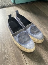 Genuine Louis Vuitton LV Circle Denim Espadrilles wedge shoes platform