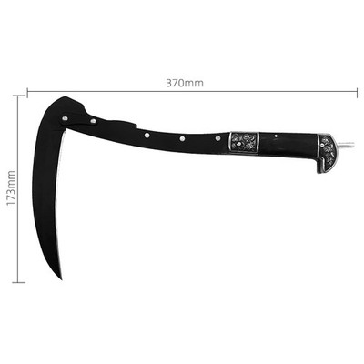 FU-GLBY All-Black Sharp Edge Folding Scythe with Wooden Handle