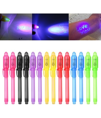 PENNA MAGICA AD INCHIOSTRO INVISIBILE SET 2 PENNE VISIBILE CON LUCE UV GADGET - Foto 6 di 6
