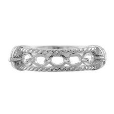 Five Stone 3x4MM Oval Shape Semi Mount Half Eternity Ring 925 Sterling Silver
