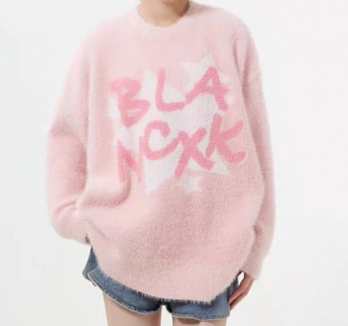 Lazy style soft and sticky knitted sweater women's top sweater pink Size Asian S - Picture 2 of 3