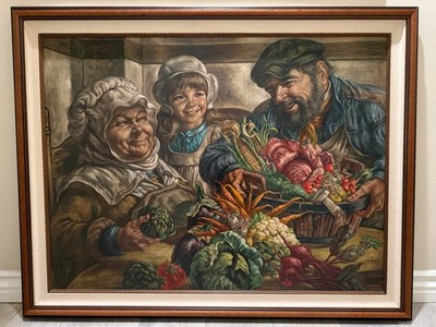 Large Signed Limited Edition Canvas Lithograph Attributed to Virginia Dan Rustic