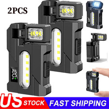 2PCS Magnetic LED Work Light Car Mechanic USB Rechargeable Flashlight Torch Lamp