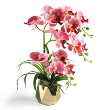 Orchids Artificial Flowers, Fake Orchid Plants  Flowers in Vase, Faux Orchid...