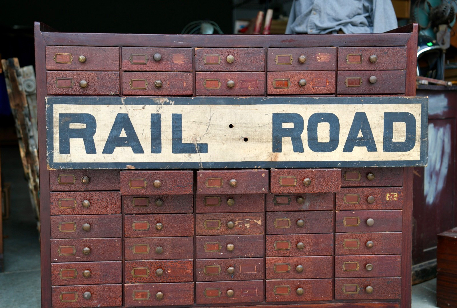 Vintage Railroad Crossing Train Station Wood Sign Antique Original