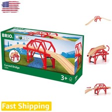 Durable Curved Wooden Train Bridge Accessory - Compatible with All Sets