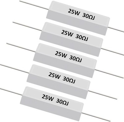 5pcs 25W 30ohm Ceramic Cement Resistors 5 Tolerance Cement Resistors Computer