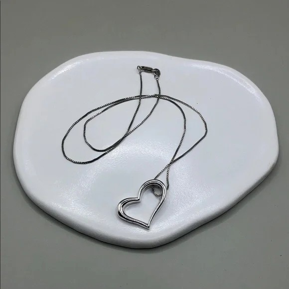 Solid sterling silver 925 open heart romantic pen… - image 1