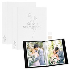 2 Pack 5x7 Wedding Photo Albums Each Holds 50 Pictures Linen Slip-in Pockets