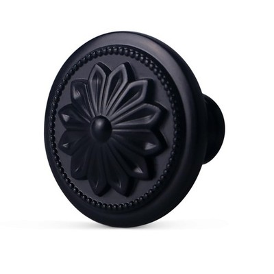 Kitchen Cabinet Knobs, 10 Pack Matte Black Alloy, 1-2/5'' Round Handles for C...