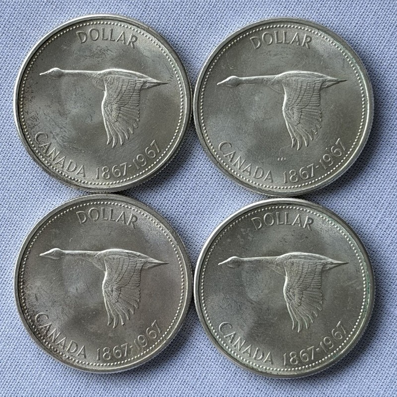 1867-1967 Canada Silver Goose Centennial Dollars - 4 Coins