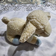 VTG Russ Berrie Lullaby Lamb Musical Wind Up Plush Cream Blue 5819 Sankyo Toy