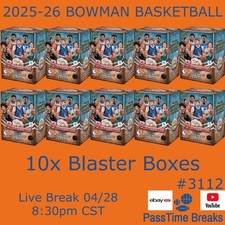 SAN ANTONIO SPURS 2025-26 BOWMAN BASKETBALL - 10x Blaster Boxes LIVE BREAK 3112