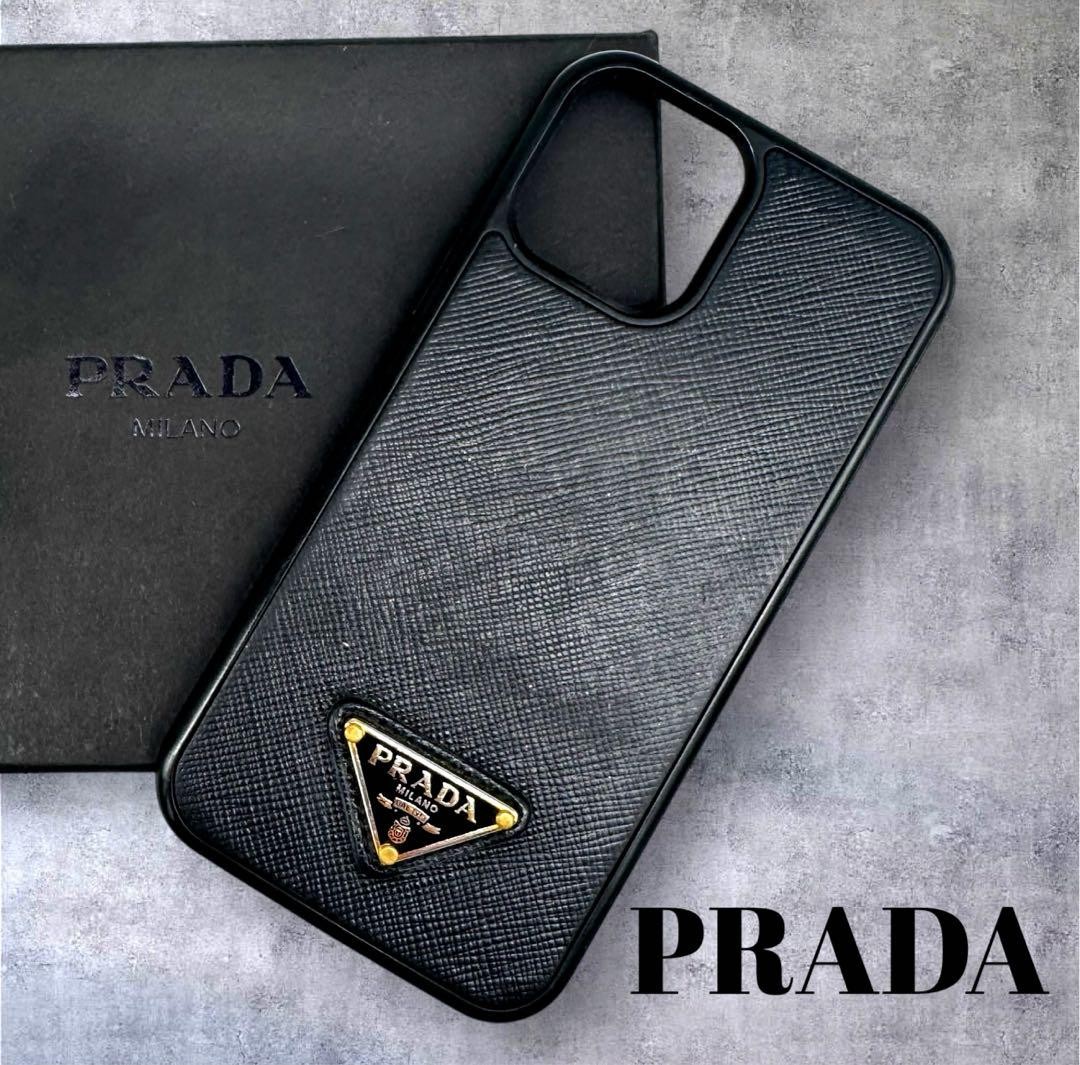 PRADA - iPhone12ケース PRADA iPhone 12 case Black triangular logo Saffiano leather
