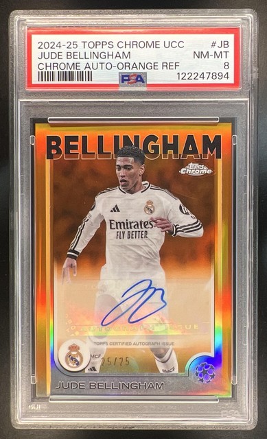 2024-25 Topps Chrome UCC Jude Bellingham Auto Orange Refractor #25/25 PSA 8 M513