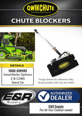 Qwikchute Chute Blocker fits Greenworks Optimus Z & CZ48S Stand On,  NQD-GW48S