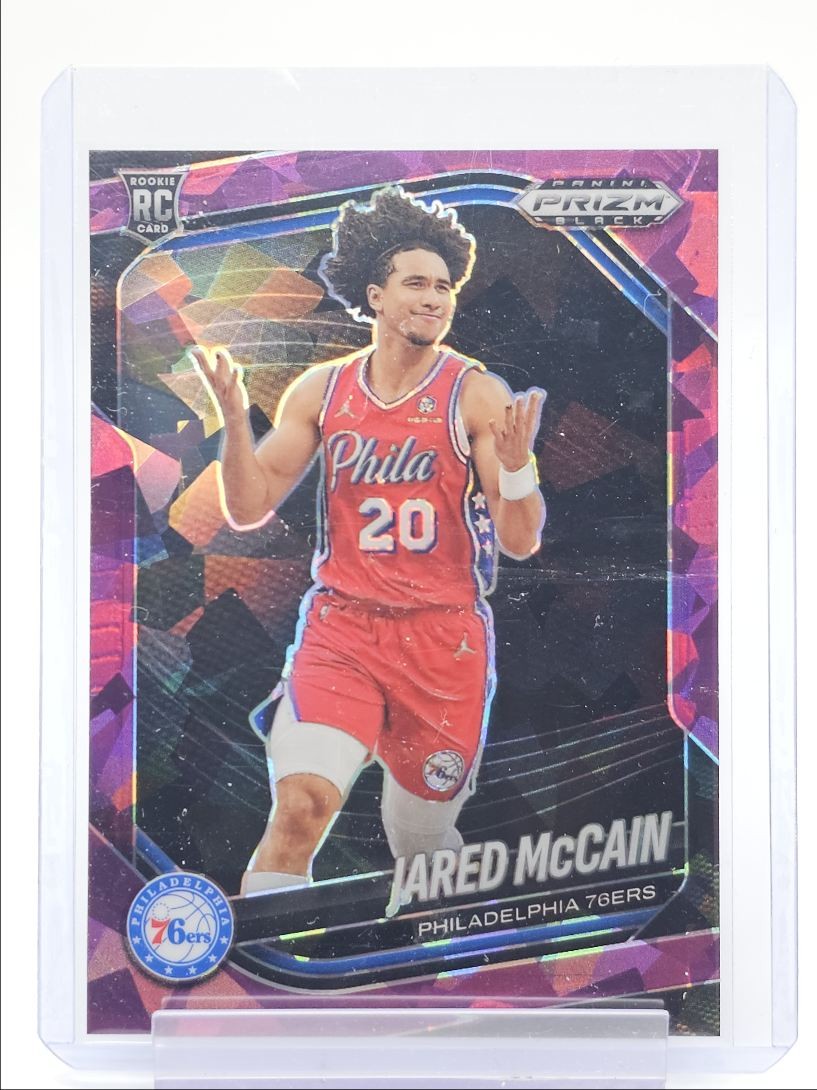 JARED MCCAIN 2024-25 PANINI PRIZM BLACK ROOKIE PURPLE ICE #80 RC /149 Q2794