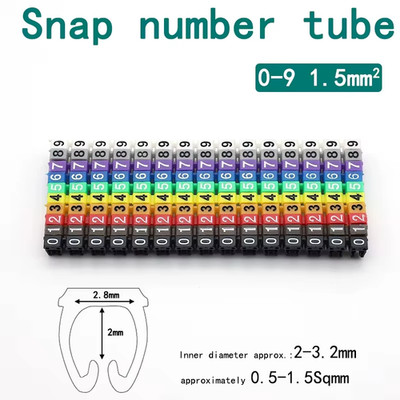 150/100Pcs Cable Markers Colourful C-Type Marker Number Tag Label for 2-3Mm Wire