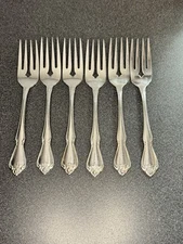ARBOR ROSE Oneida 18/8 Set Of 6 Salad Forks Stainless Flatware 6 1/4” USA VTG