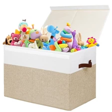 Large Toy Storage Box with Lid Sturdy Toys Chest Bin Organizer Basket Dividers