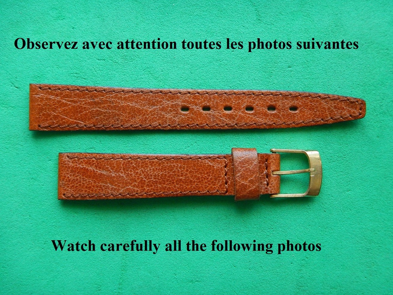 Bracelet marron clair 14 mm pour montre classique en cuir veau grainé