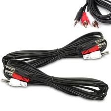 2X 10FT 3.5MM AUX AUXILIARY RCA MALE PLUG AUDIO STEREO JACK CONNECTOR CABLE CORD