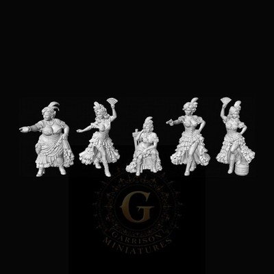 Saloon Dancing Girls 28mm Miniatures for Old West Wargames and Dioramas Set of 5