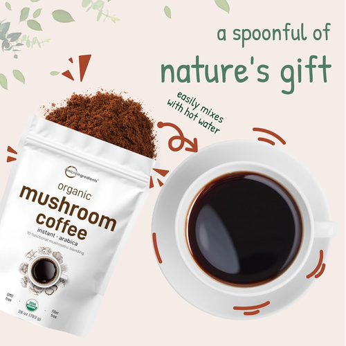 Organic Instant 10 in 1 Mushroom Coffee Powder, 28 Ounce (317 Servings) | Weight - Picture 6 of 8