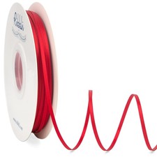 Satin Ribbon 1/8 inch x Continuous 100 Yards, Thin Red Ribbon Double Faced Us...